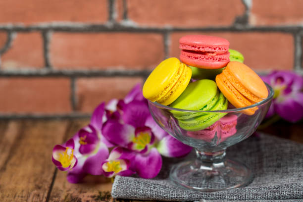 istock Macaron with beautiful colors are placed on the table. 941769952