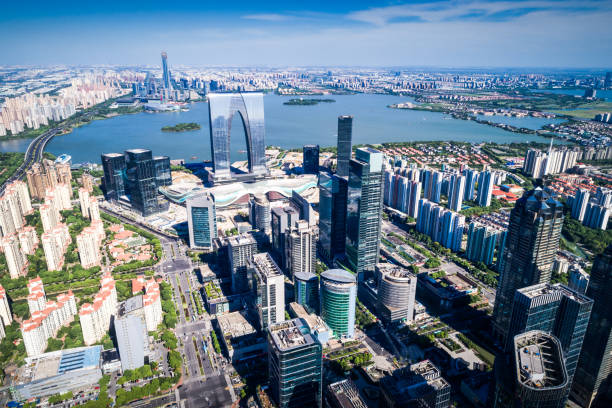 istock a bird's eye view of Suzhou at dusk 941770102