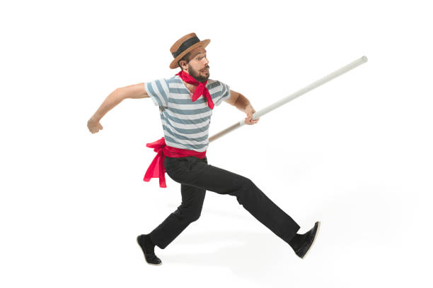 istock Caucasian man in traditional gondolier costume and hat 941771302
