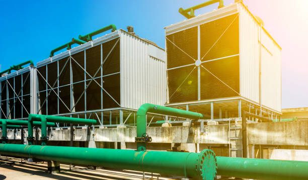 istock Sets of cooling towers in data center building. 941771494