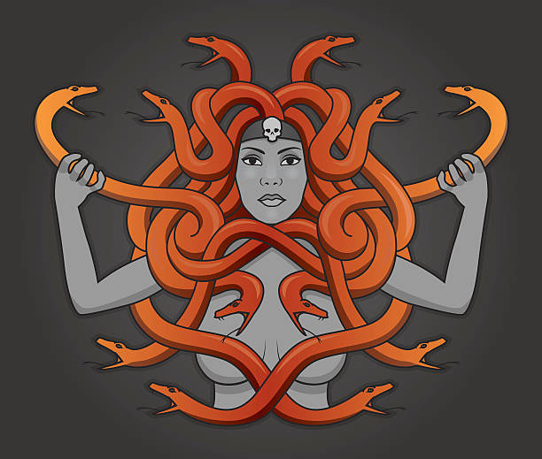 illustrazioni stock, clip art, cartoni animati e icone di tendenza di medusa - medusa greek mythology mythology gorgon