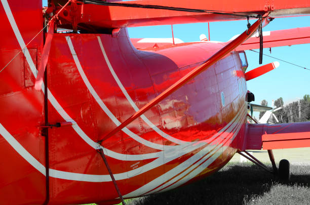 istock Big beautiful red airplane  on the ground 941775188