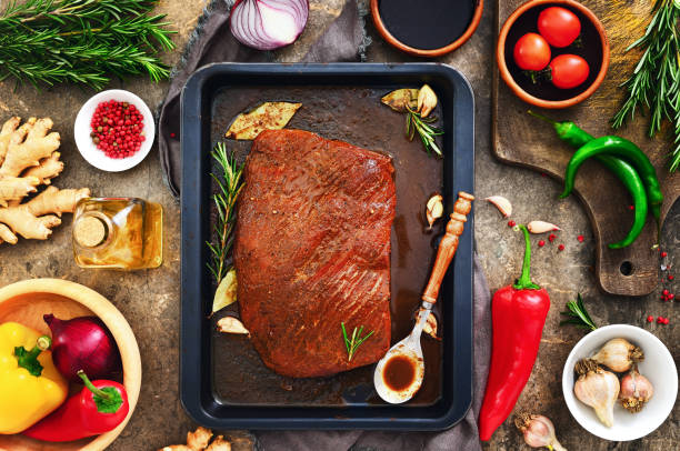 istock Marinated skirt steak in a spicy sauce 941775988