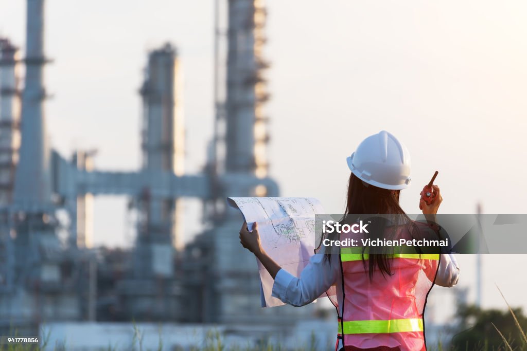 woman engineer and working new project in power plant, Engineer Concept,professional,safety,industry Women Stock Photo