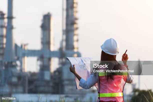 Woman Engineer And Working New Project In Power Plant Engineer Conceptprofessionalsafetyindustry Stock Photo - Download Image Now