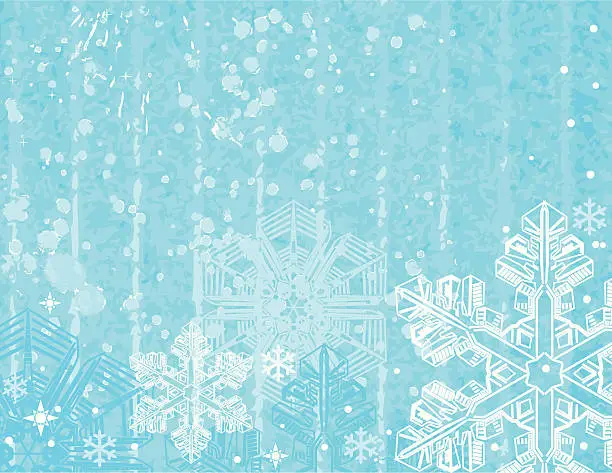 Vector illustration of Winter snowflakes on blue background.