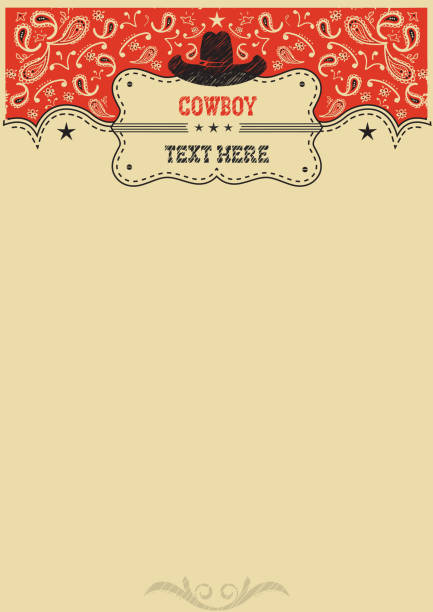 Western background with cowboy hat and board for text.Vector cowboy background Cowboy background with cowboy hat and board for text.Vector cowboy poster for design rodeo stock illustrations