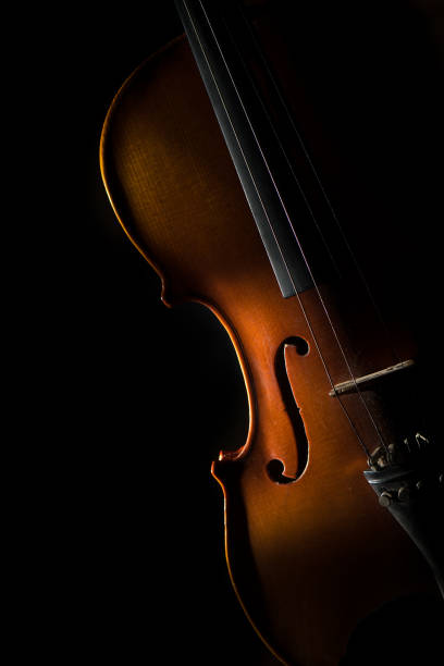 istock Violin on a black background in oblique light on one side 941797868