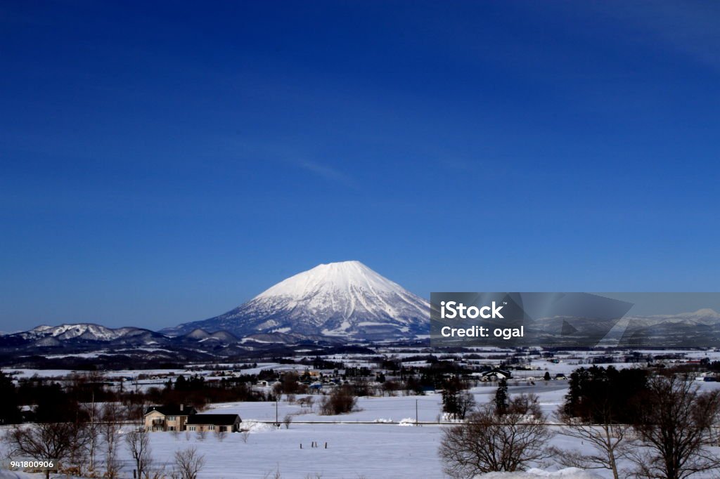 Hokkaido, winter landscape, snow covered Mount Yotei hokkaido japan Niseko Stock Photo