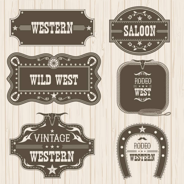 서 부 빈티지 라벨 디자인에 대 한 격리입니다. 벡터 프레임 - saloon stock illustrations