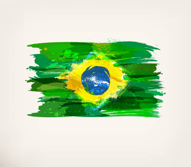 ilustrações de stock, clip art, desenhos animados e ícones de watercolor hand drawn brazilian flag - 2016