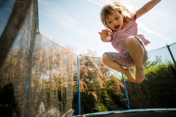 Passion - jumping trampoline stock photo