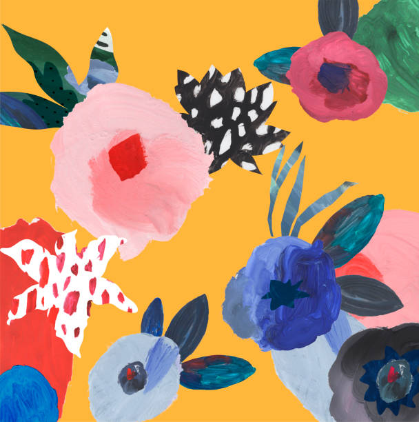 ilustraciones, imágenes clip art, dibujos animados e iconos de stock de tarjeta dibujada de la mano con flores. - floral pattern decor art backgrounds