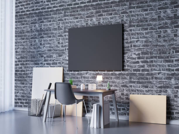 istock 3D illustration of poster frame template, workspace mock up, background 941818380