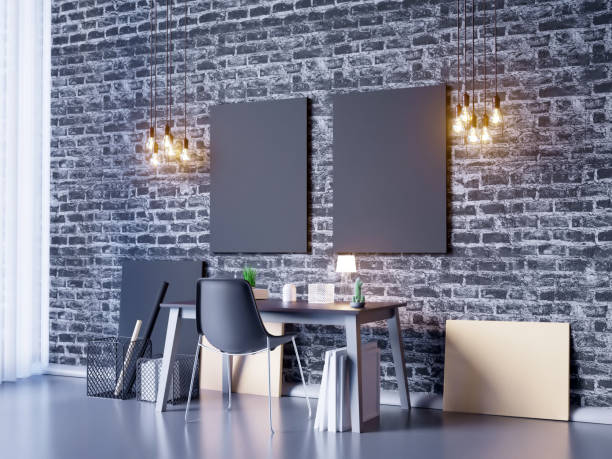 istock 3D illustration of poster frame template, workspace mock up, background 941818428