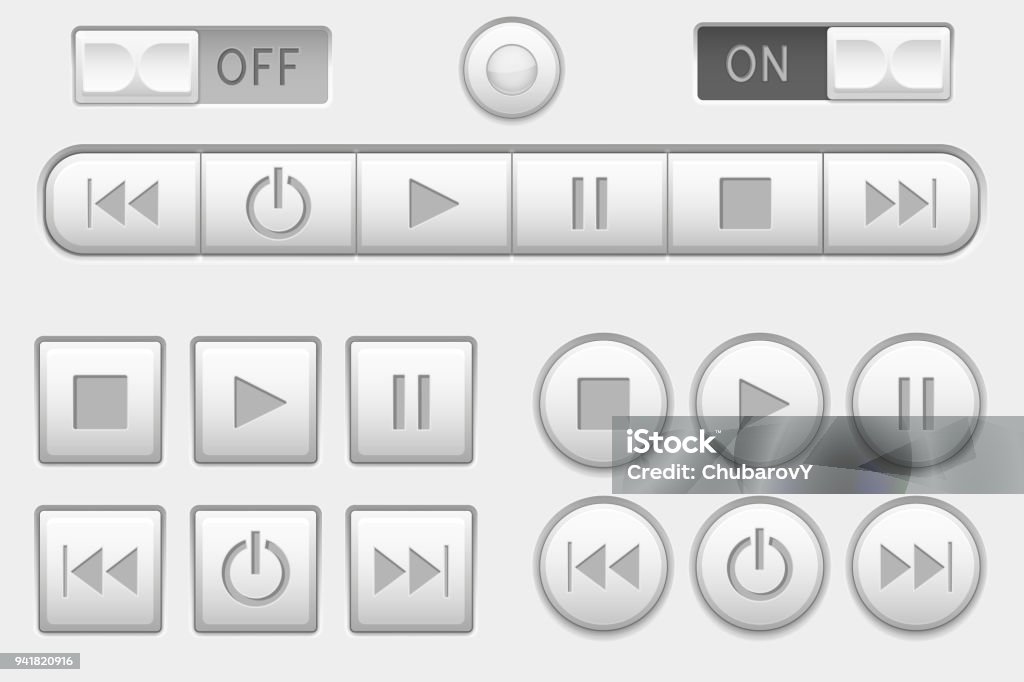 Programable Media Buttons Media Interface Buttons Set Stock Illustration - Download Image Now ...