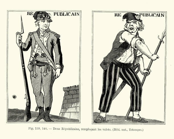 francuscy żołnierze republikańscy, koniec xviii wieku - lr pan stock illustrations