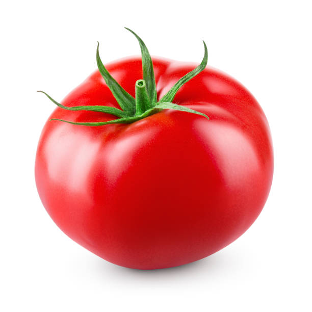 격리 한 토마토 흰색 배경에 대 한 토마토 클리핑 경로와. 필드의 전체 깊이입니다. - tomato 뉴스 사진 이미지
