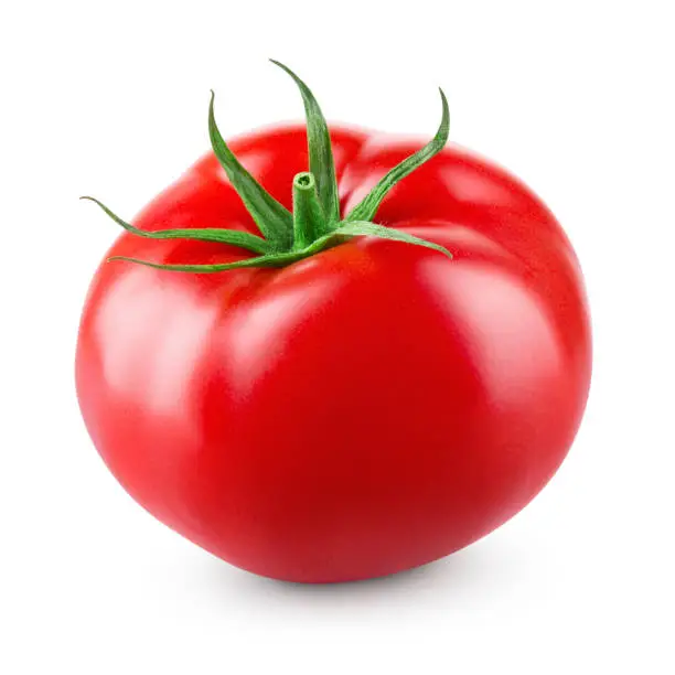 Photo of Tomato isolated. Tomato on white background. With clipping path. Full depth of field.