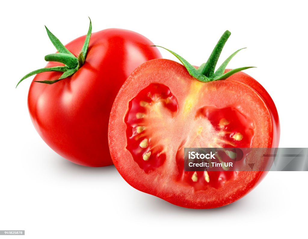 Tomato with slice isolated. With clipping path. - Royalty-free Tomate Foto de stock