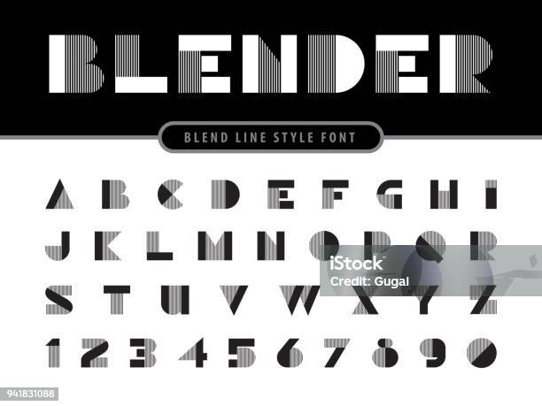 Font Linear Pattern Vector Of Modern Linear Alphabet Letters And Numbers Lines Blend ...