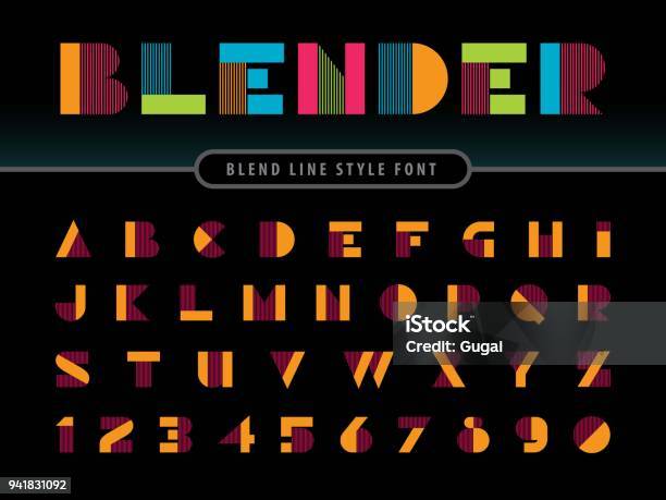 Font Linear Pattern Vector Of Modern Linear Alphabet Letters And Numbers Lines Blend ...