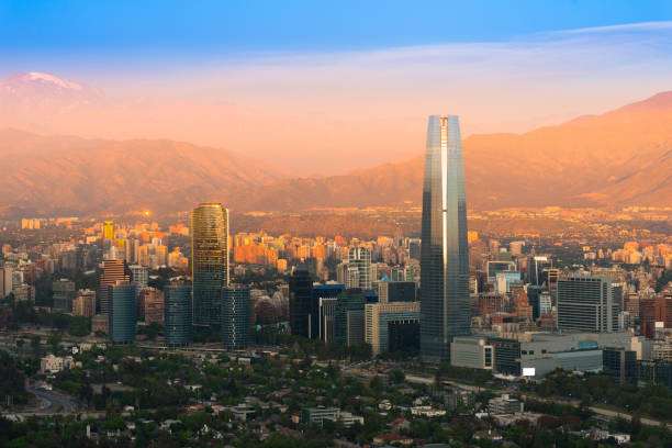 Panoramic view of Santiago de Chile Panoramic view of Santiago de Chile at sunset sanhattan stock pictures, royalty-free photos & images
