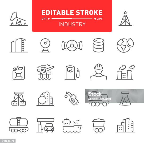Industry Icons Stock Illustration - Download Image Now - Icon Symbol, Gasoline, Crude Oil