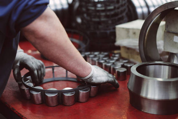 Industrial barrel bearing assembly and service stock photo