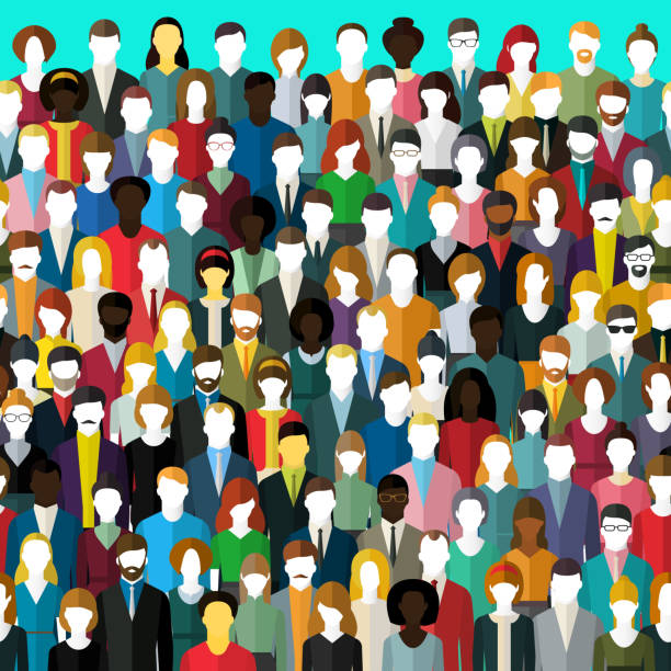 The crowd of abstract people. The crowd of abstract people. Seamless background. Flat design, vector illustration. crowd of people icons stock illustrations