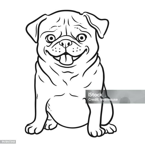 Ilustración de Retrato De Pug Perro Blanco Y Negro Dibujado A Mano Dibujos Animados Divertido Feliz Ilustración de Retrato De Pug Perro Blanco Y Negro Dibujado A Mano Dibujos Animados Divertido Feliz