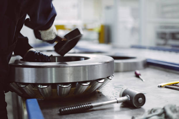 Industrial barrel bearing assembly and service stock photo