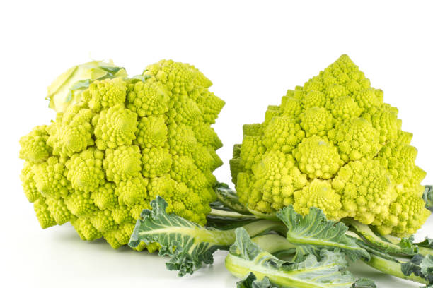 istock Fresh green romanesco cauliflower isolated on white 941851102