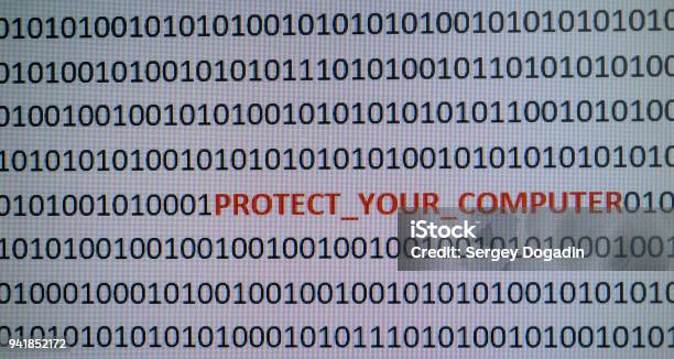 Security Text Code Screen Computer Screen Shot With Binary Code And Warning Text Concept For ...