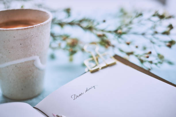 istock Diary and a cup of coffee on a turquoise napkin 941863698