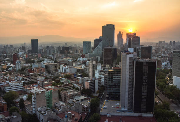 istock Paseo de La Reforma Square - Mexico City, Mexico at sunset time 941866824