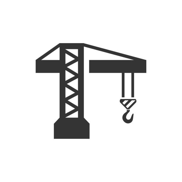 ilustraciones, imágenes clip art, dibujos animados e iconos de stock de icono de la grúa torre - grúa