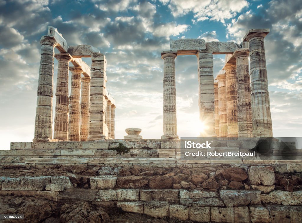 Poseidon Temple in Greece Greece Stock Photo