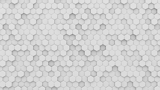 Hexágonos blancos mosaico 3D render photo