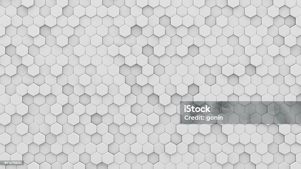 Hexagones blancs mosaïque 3D render - Photo de Hexagone libre de droits
