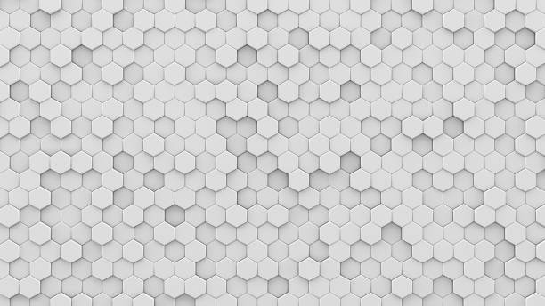 hexagones blancs mosaïque 3d render - high def photos et images de collection