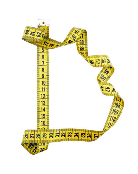 letter d isolated on white background. yellow measuring tape texture. - letter m fotos imagens e fotografias de stock