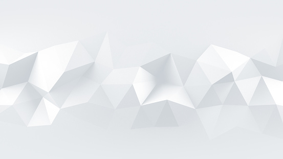 White low poly rumpled triangular surface. Abstract 3D rendering