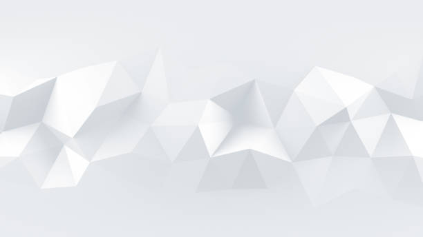 white low poly rumpled 3d surface abstract render - low poly imagens e fotografias de stock