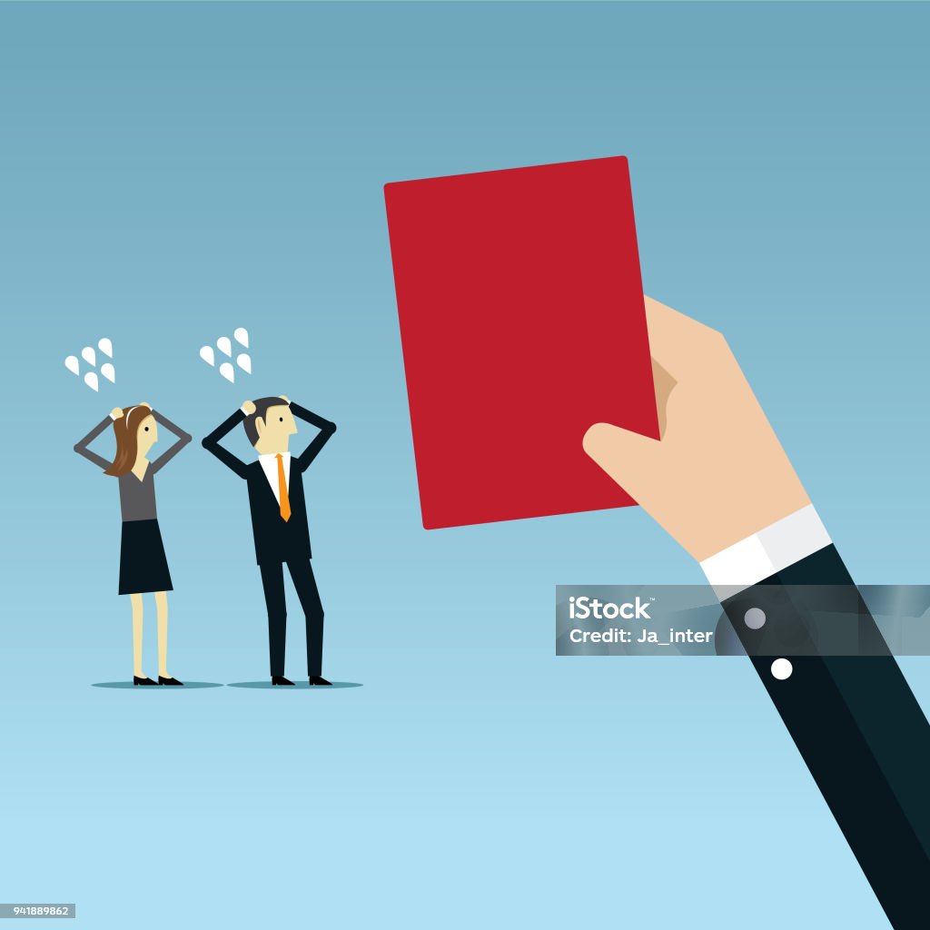 The red card Human Hand, Manager, Caricature, People, Employment Defeat stock vector