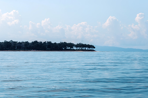 India Andaman Islands Neil Island. island in the distance. View from the sea