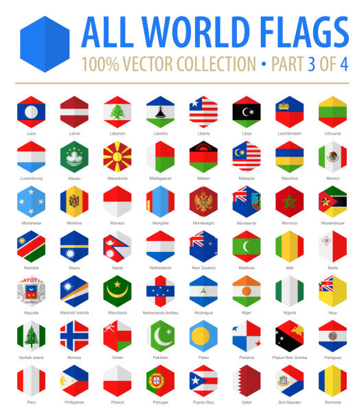 World Flags - Vector Hexagon Flat Icons - Part 3 of 4 World Flags - Vector Hexagon Flat Icons - Part 3 of 4 Hexagon stock illustrations