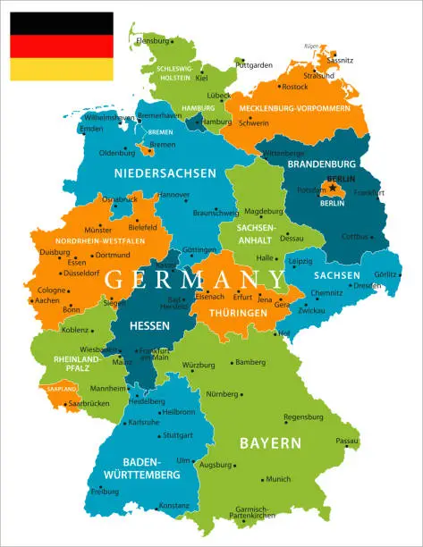 Vector illustration of Map of Germany - Vector