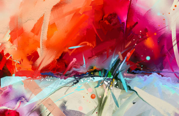 Abstract colorful oil painting on canvas texture.
