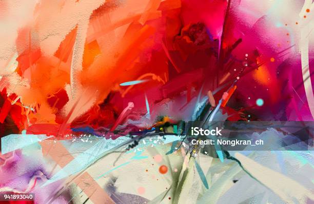 Abstract Colorful Oil Painting On Canvas Texture Stock Photo - Download Image Now - Graffiti, Abstract, Backgrounds